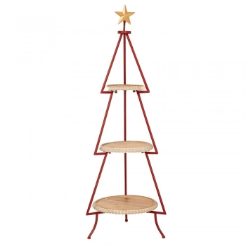 Ορντερβιέρα 3 Όροφη Ξύλινη-Μεταλλική Κόκκινη Χριστουγεννιάτικο Δέντρο Φ33x99εκ. iliadis 87146