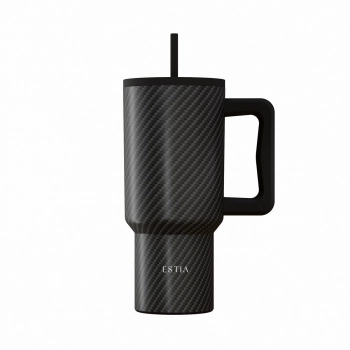 Θερμός Ανοξείδωτος Straw Tumbler XL 14,5x10x22,5εκ.-900ml Carbon Fibre Save The Aegean Estia 01-46170