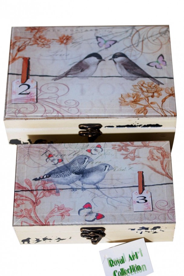 Κουτί Σετ 2τμχ Ξύλινα-Γυάλινα Royal Art 20x15x8εκ.-18x11x6εκ. INX1/06/3