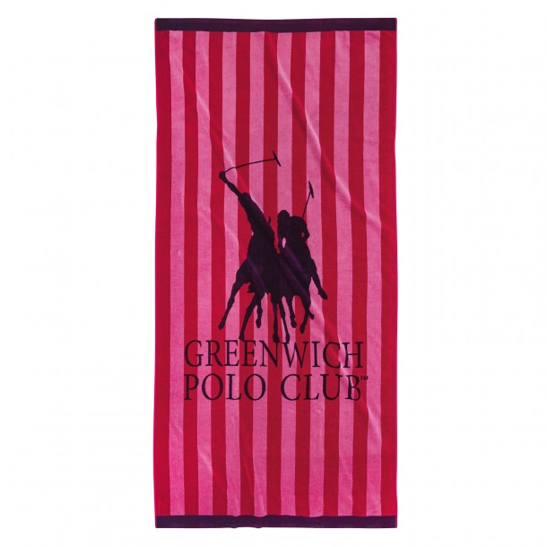 Πετσέτα Θαλάσσης Βαμβακερή 90x180εκ. Essential 3857 Κόκκινη-Ροζ Greenwich Polo Club