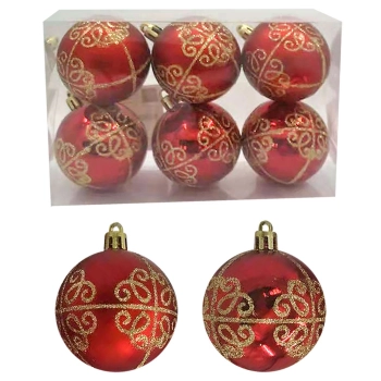 Σετ Μπάλες 6τμχ Ντεκόρ Κόκκινες Δ6εκ. Xmasfest 93-2824