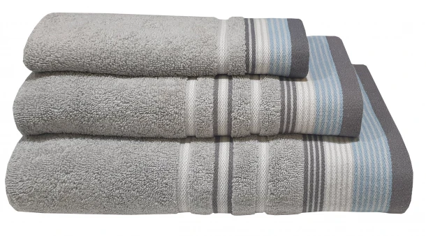 Πετσέτα Βαμβακερή Χεριών 30x50εκ. Satin Stripe Grey Komvos 7005905-10