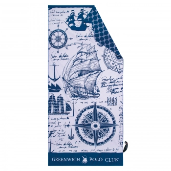 Πετσέτα Θαλάσσης Microfiber 80x170εκ. Essential 3909 Μπλε-Σπαγγί Greenwich Polo Club