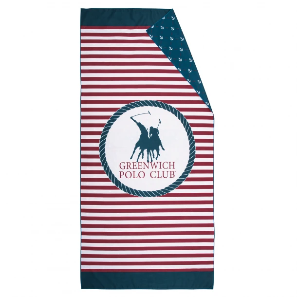 Πετσέτα Θαλάσσης Microfiber 80x170εκ. Essential 4027 Μπλε-Κόκκινη Greenwich Polo Club