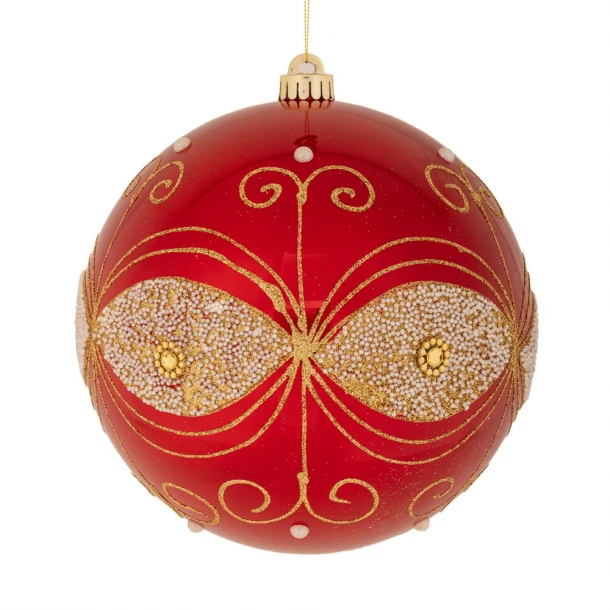 Χριστουγεννιάτικη Μπάλα Πλαστική Περλέ Κόκκινη 20εκ. iliadis 90967