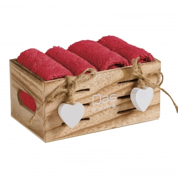 Σετ Πετσέτες Χεριών 4τμχ Soft Red Με Καλάθι 4009 Das Home