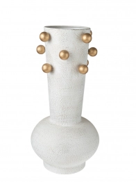 Βάζο Μεταλλικό Αντικέ Μπεζ Με Μπίλιες Χρυσές 20x20x39,5εκ. Zen Collection 25.3.51383