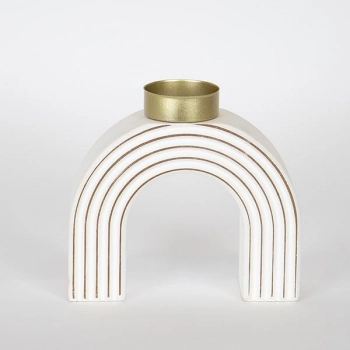 Κηροπήγιο Ξύλινο Λευκό 16x5,5x14,5εκ. ESTHETI 752-23015