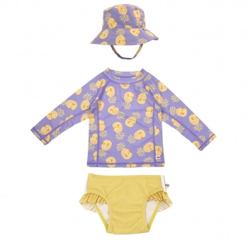 Σετ Μαγιό Με Bucket Καπέλο Και Μπλούζα UV 3 Ετών Pineapple Zoocchini ZOO16012