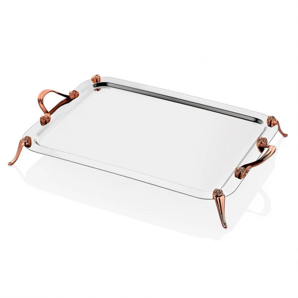 Δίσκος Σερβιρίσματος Ανοξείδωτος 18/10 Ασημί-Ροζ Χρυσό 40x22εκ. Oriana Ferelli