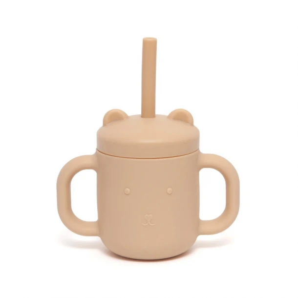 Ποτήρι Σιλικόνης Με Καλαμάκι 175ml Honey Peach Petit Monkey PTM-SCLS3