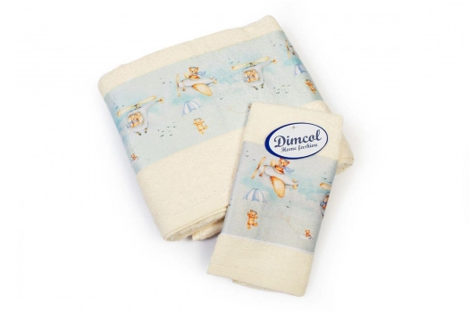 Σετ Πετσέτες 2τμχ Μπεμπέ Βαμβακερές Helicopter 307 Ecru DimCol