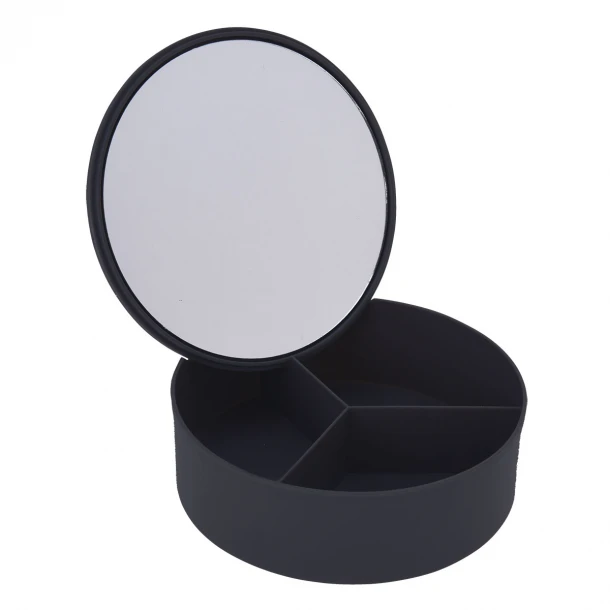 Κουτί Αποθήκευσης PP Με Καθρέπτη Φ15x5,5εκ. Black-3C MRShome 0060001