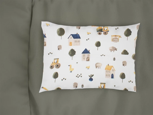 Μαξιλαροθήκη Bebe Φάκελος Βαμβακερή 35x45εκ. Village 579 White-Green DimCol