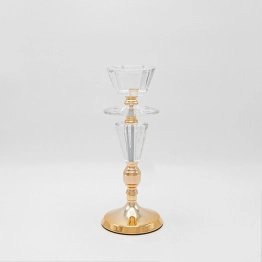 Κηροπήγιο Μεταλλικό-Γυάλινο Χρυσό 11x30εκ. ESTHETI 819-00237