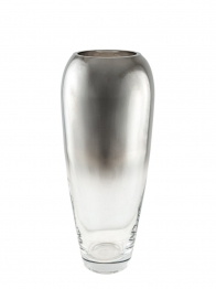 Βάζο Χειροποίητο Φυσητό Γυαλί Ασημί-Διάφανο 14x33εκ. Zen Collection 25.43.52138