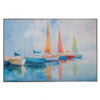 Πίνακας Καμβάς Boats Σε Μαύρη-Ασημί Κορνίζα 120x80εκ. iliadis 92700