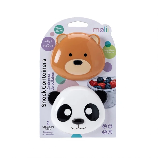 Σετ 2τμχ Δοχείο Για Σνακ 232ml Bear & Panda Melii MEL14700