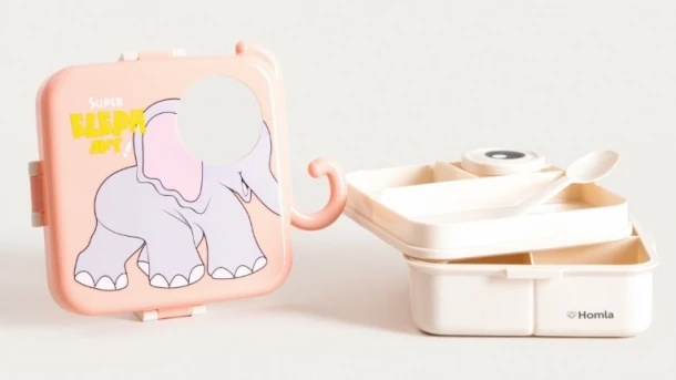 Φαγητοδοχείο Lunchbox Πλαστικό-Σιλικόνης 1590ml+70ml Elephant Pink Petpack Homla 241979