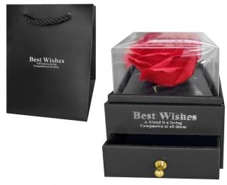 Κουτί-Μπιζουτιέρα Με Τεχνητό Τριαντάφυλλο 10,5x8x8εκ. Homie 22-3057