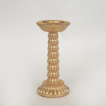 Κηροπήγιο Νούφαρο Polyresin Χρυσό 10,5x10,7x22,8εκ. ESTHETI 752-26035