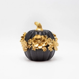 Διακοσμητική Κολοκύθα Polyresin Χρυσή-Μαύρη 14,8x14,4x14,2εκ. ESTHETI 819-00544