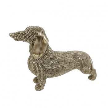 Διακοσμητική Φιγούρα Σκύλος Dachshund Polyresin Χρυσός ESPIEL 18,5x5,8x11,9εκ. FAD213