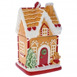 Χριστουγεννιάτικη Μπισκοτοθήκη Κεραμική Gingerbread 16x14x27εκ. iliadis 81582