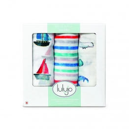 Σετ 3τμχ Μουσελίνα Bamboo-Βαμβακερή 120x120εκ. Out At Sea Swaddling Lulujo LJ136