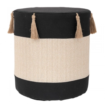 Σκαμπώ Υφασμάτινο Μαύρο-Κρεμ Με Φουντάκια 34x37εκ. iliadis 91738