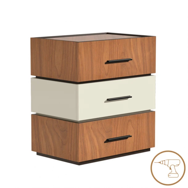 Κομοδίνο Sonlen pakoworld mdf σε καρυδί-μπεζ απόχρωση 60x40x66εκ