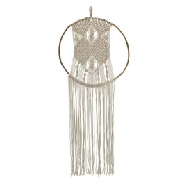 Διακοσμητικό Τοίχου Μακραμέ Ξύλινο Υφασμάτινο Μπεζ inart 50x120εκ. 3-70-803-0056