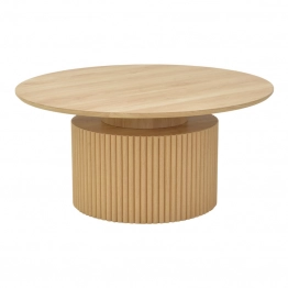 Τραπέζι σαλονιού Opols pakoworld mdf σε  φυσική απόχρωση Φ90x42εκ