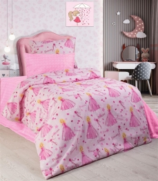 Σετ Σεντόνια 3τμχ Παιδικά Polycotton Μονά 160x240εκ. Princess 392 Pink DimCol