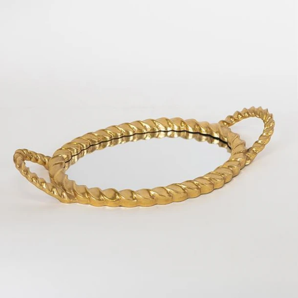 Δίσκος Polyresin Με Καθρέπτη Χρυσό 45,5x24x4,8εκ. ESTHETI 752-16067