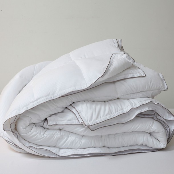 Πάπλωμα 4 Εποχών Microfiber Σατέν Ριγέ Μονό 160x240εκ. Αποσπώμενο Λευκό Melinen 2000028300