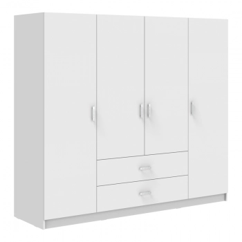 Ντουλάπα τετράφυλλη Royal pakoworld με συρτάρια λευκό 200x58x177εκ