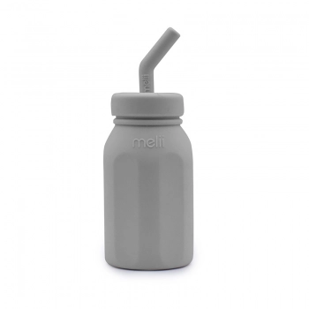 Μπουκάλι Σιλικόνης Με Καλαμάκι 230ml Γκρι Melii MEL20520