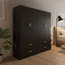 Ντουλάπα τετράφυλλη με συρτάρια Lego pakoworld wenge 160x42x180εκ
