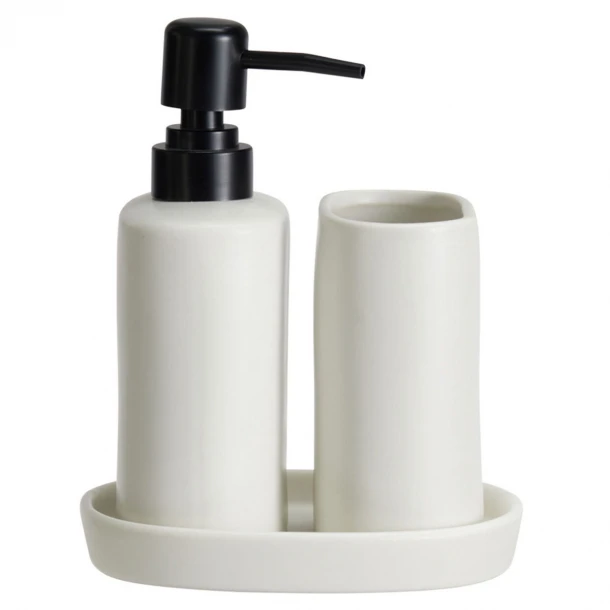 Σετ Μπάνιου 3τμχ Stoneware White MRShome 0094001