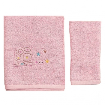 Σετ Πετσέτες 2τμχ Μπεμπέ Βαμβακερές Tortoise Ροζ 50241