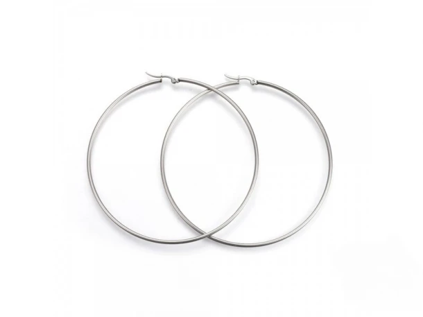 Σκουλαρίκια Κρίκοι Ανoξείδωτο Ατσάλι Ασημί 7εκ. 24-6028