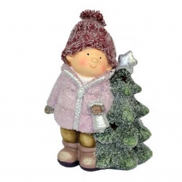 Χριστουγεννιάτικο Διακοσμητικό Κορίτσι Κεραμικό Φωτιζόμενο Royal Art 30x17εκ. DUE0557