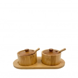 Σετ Μπαχαρικών Με 2 Δοχεία Bamboo Σε Βάση ESPIEL 24x11x7εκ. DWMA1021