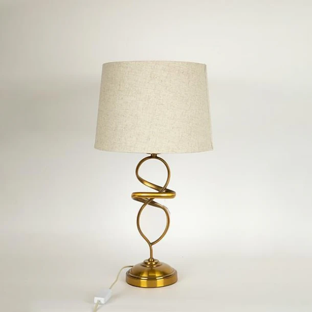 Φωτιστικό Επιτραπέζιο Μεταλλικό-Λινό Χρυσό-Λευκό 33x60εκ. ESTHETI 757-10044