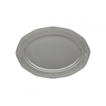 Πιατέλα Σερβιρίσματος Οβάλ Πορσελάνης Ανάγλυφη Grey 25εκ. Athenee Estia 07-13691