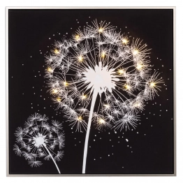 Πίνακας Καμβάς Πικραλίδα Με Φως Led Με Ασημί Κορνίζα 60x60εκ. iliadis 92722