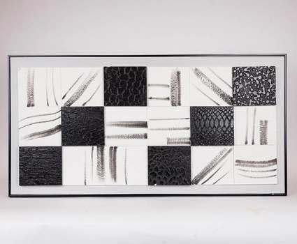 Πίνακας Καμβάς Τετράγωνα Λευκός-Μαύρος 122x4,5x62εκ. ESTHETI 812-10019