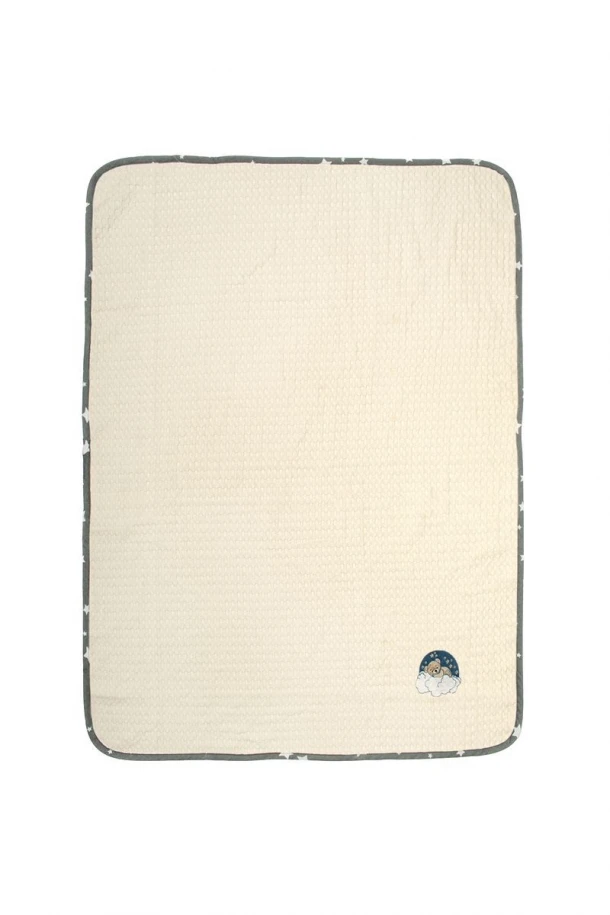 Κουβέρτα Πικέ Λίκνου 80x110εκ. Με Κέντημα Cloudy Bear 177 Ecru-Grey DimCol