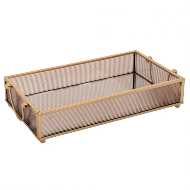 Δίσκος Με Καθρέπτη Μεταλλικός Μελί 24x14x5εκ. iliadis 89413